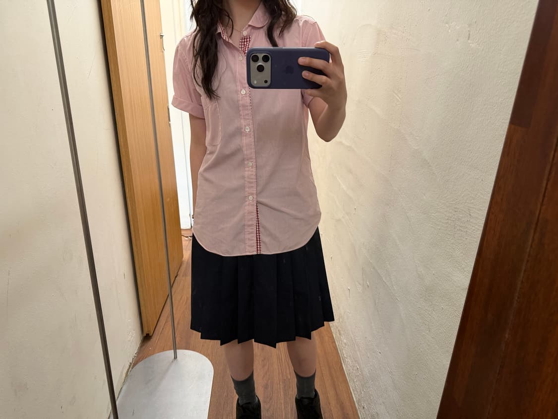 꼼데가르송 체크 반팔 셔츠 레드 상품이미지1