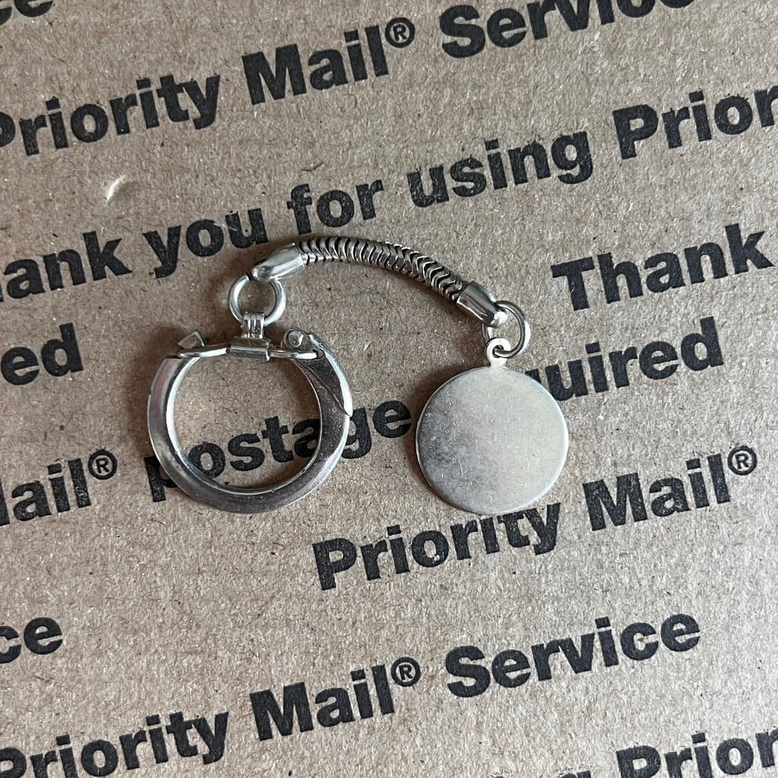 90s vtg Blank Round Tag Keyring 상품이미지1