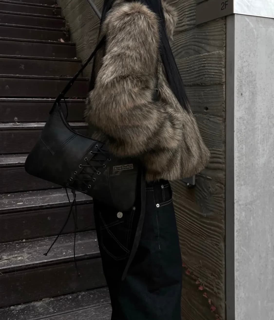 이네기 퍼자켓 베이지 Inegi high neck fur jacket 상품이미지6