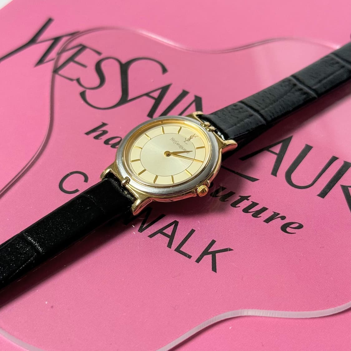 빈티지 YSL 골드 톤 라운드 다이얼 시계 상품이미지5