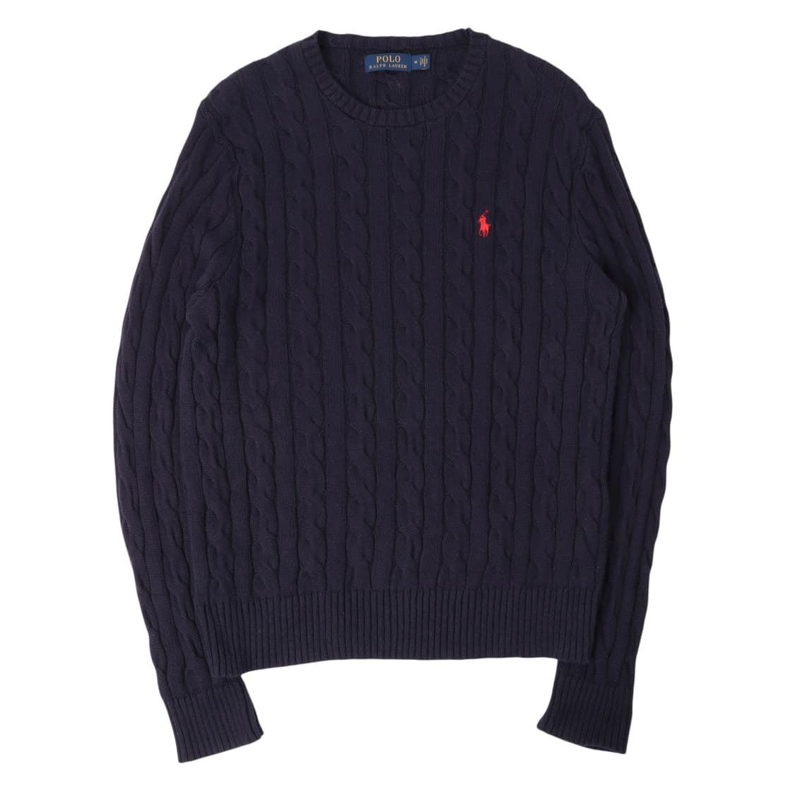 폴로 랄프로렌 네이비 레드 포니 코튼 케이블 니트 상품이미지1