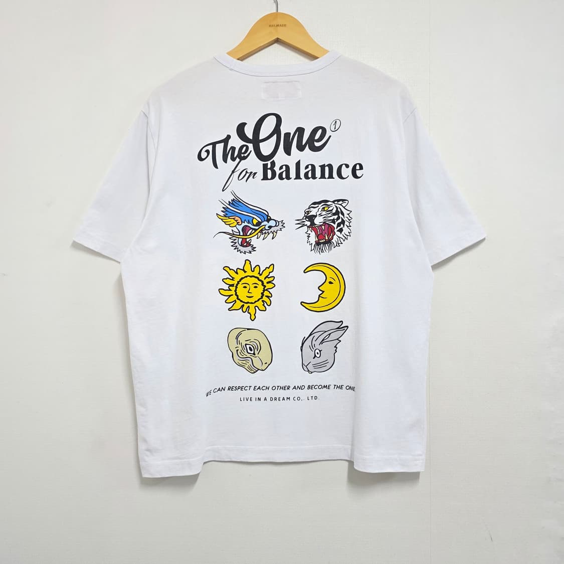 L 에이카화이트 백프린팅 반팔티셔츠 화이트 상품이미지1