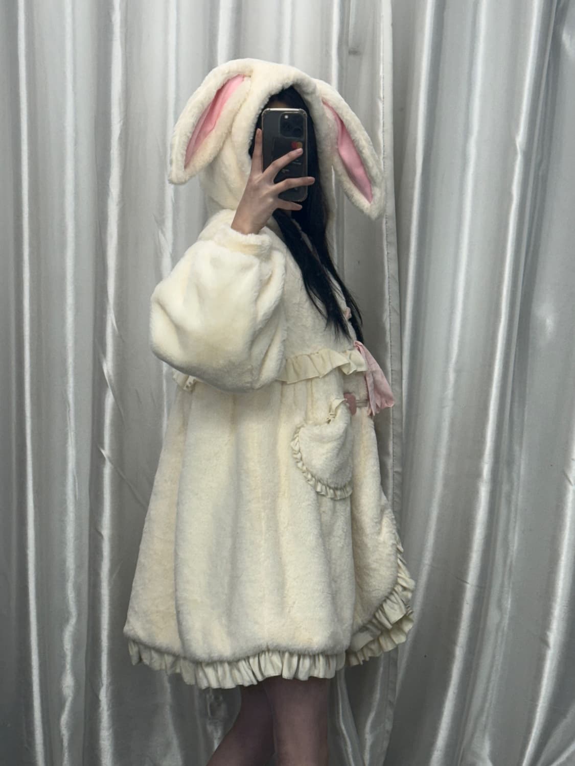 Lolitimes rabbit ear fur hooded jacket 상품이미지3