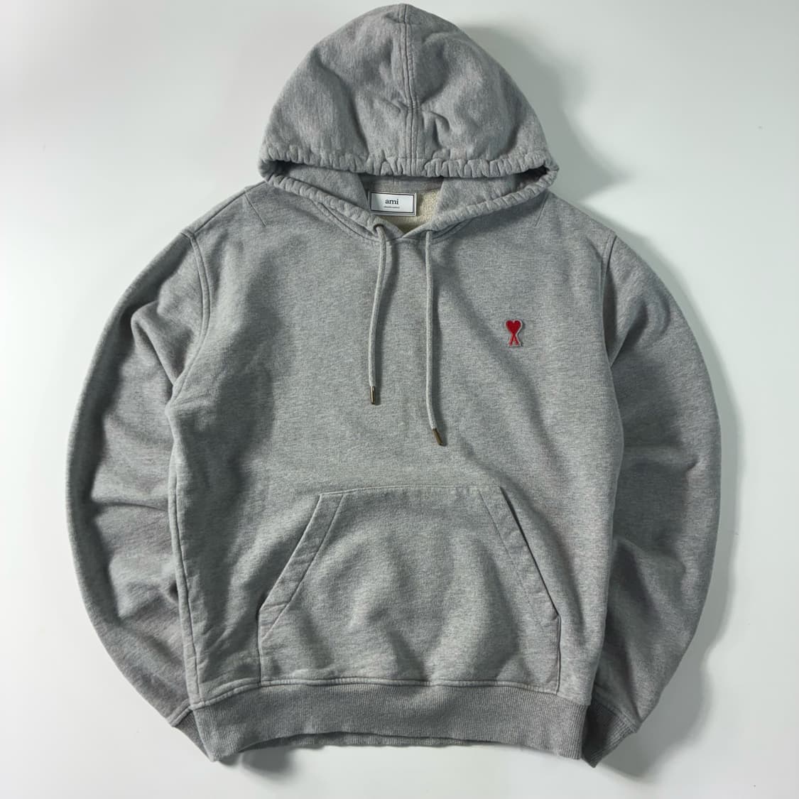 Ami  아미 스몰하트자수 그레이 후드티  상품이미지1