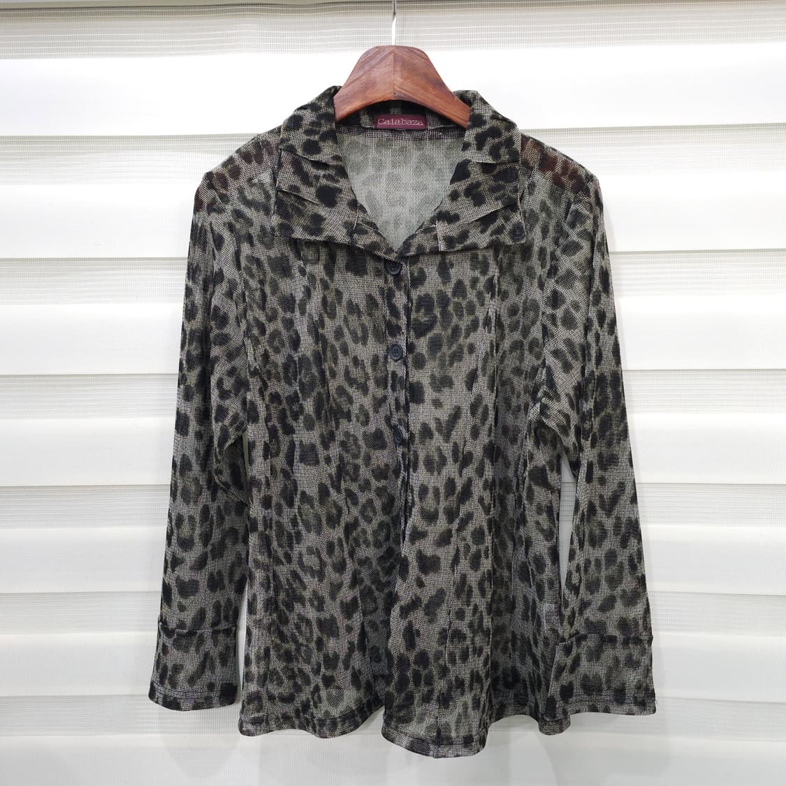 CalabaZa 레오파드 시스루 블라우스 셔츠- 우먼M-L 상품이미지1