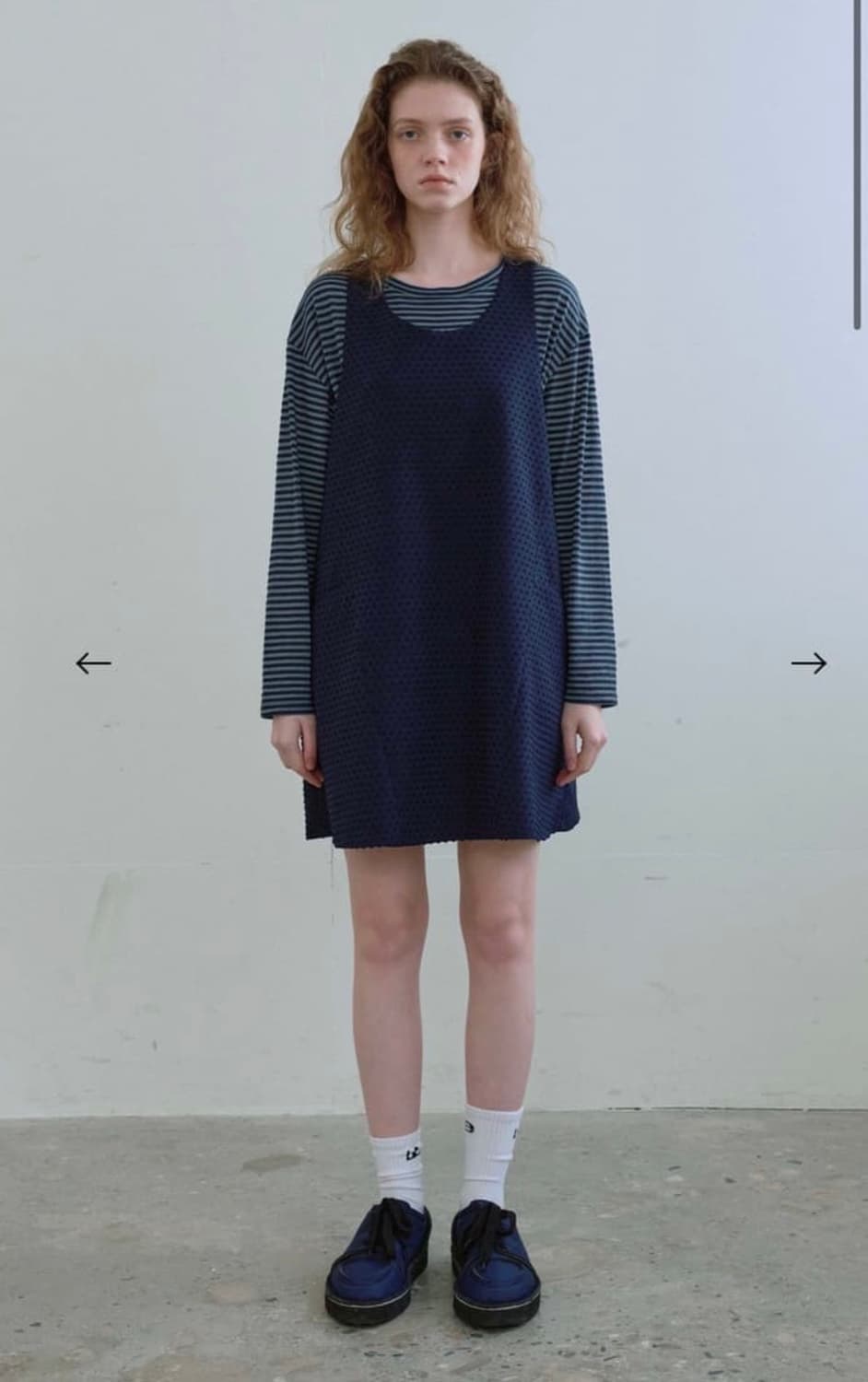 엔조블루스 도트 슬리브리스 네이비 원피스 미니드레스 새상품 상품이미지1