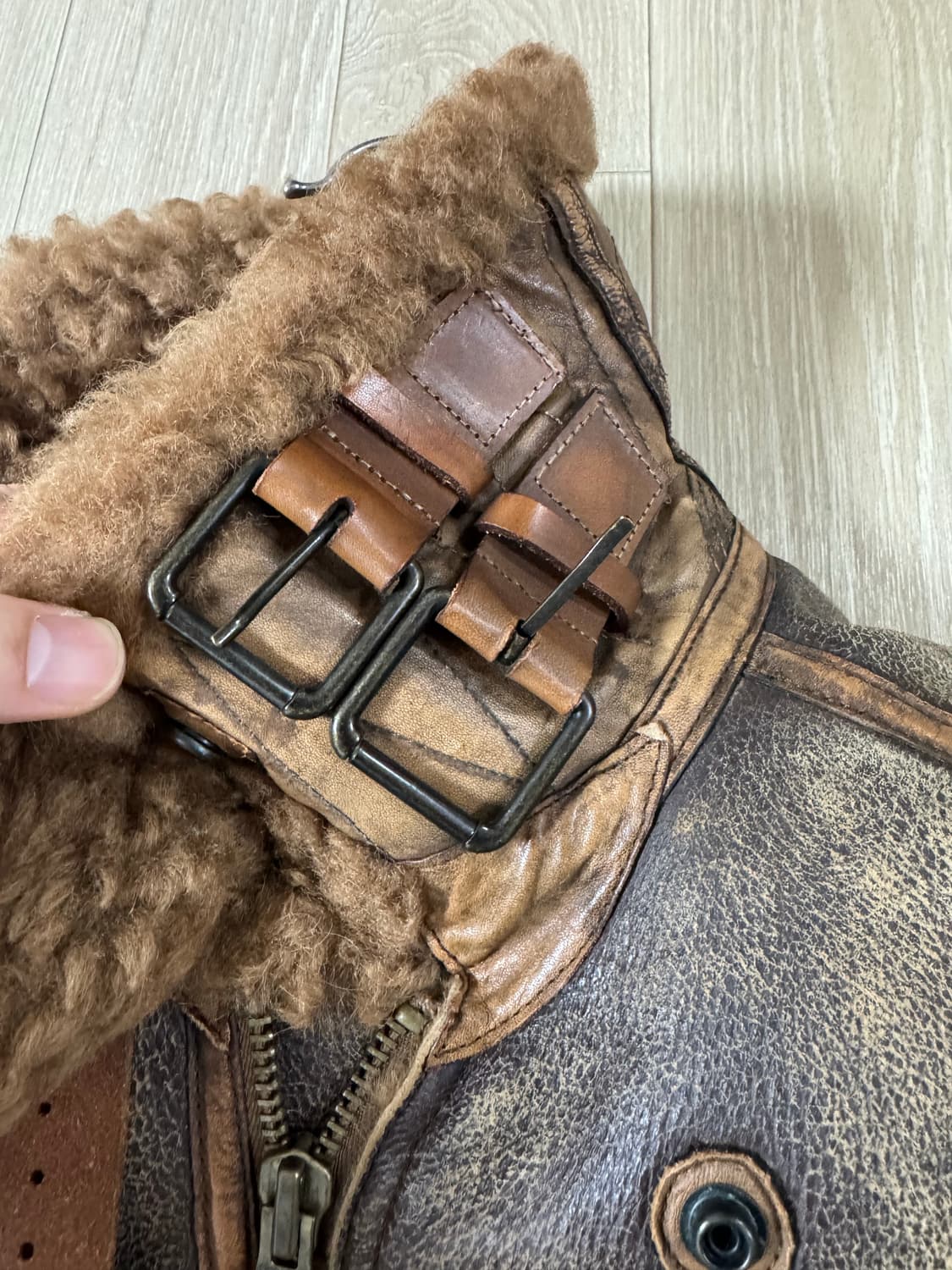 L (14FW) 폴로 랄프로렌 b-3 무스탕 가죽 자켓 브라운 상품이미지2