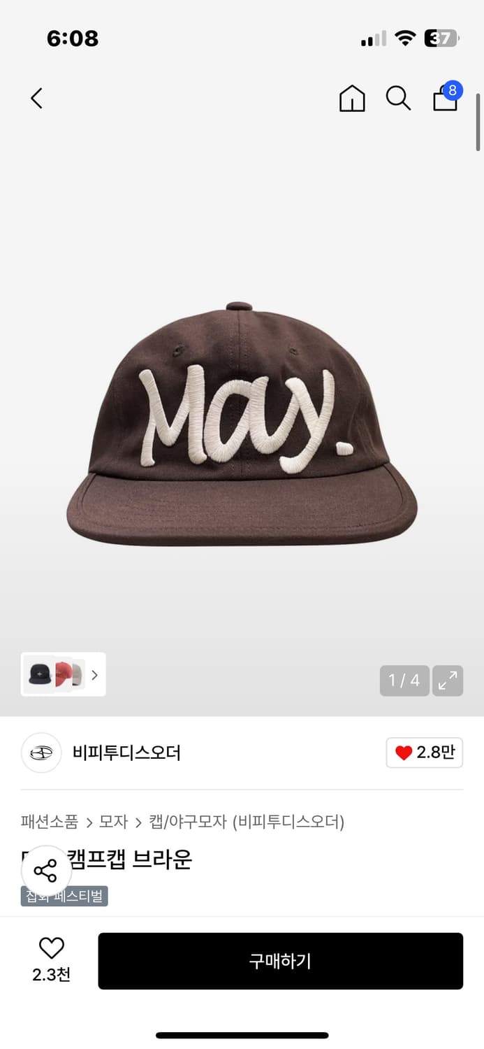 비피투디스오더 메이 캠프캡 브라운 상품이미지1