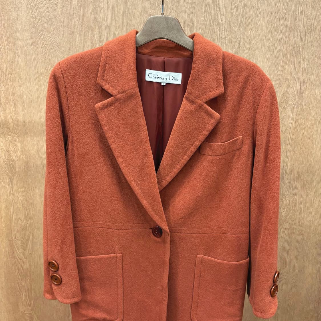 크리스찬 디올 롱 코트 노치드 라벨 웰트 포켓 디테일 스트레이트핏 오렌지 상품이미지4