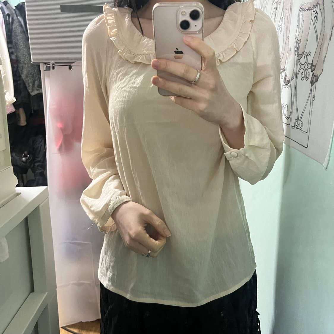 레이 빔즈 프릴 블라우스 티셔츠 상품이미지1