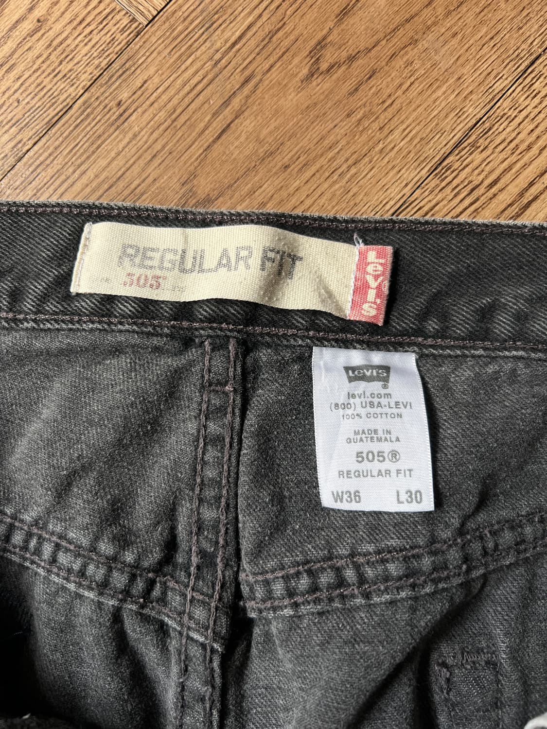 [36]00's 리바이스 505 블랭크탭 빈티지 워싱 흑청 데님 팬츠 상품이미지8