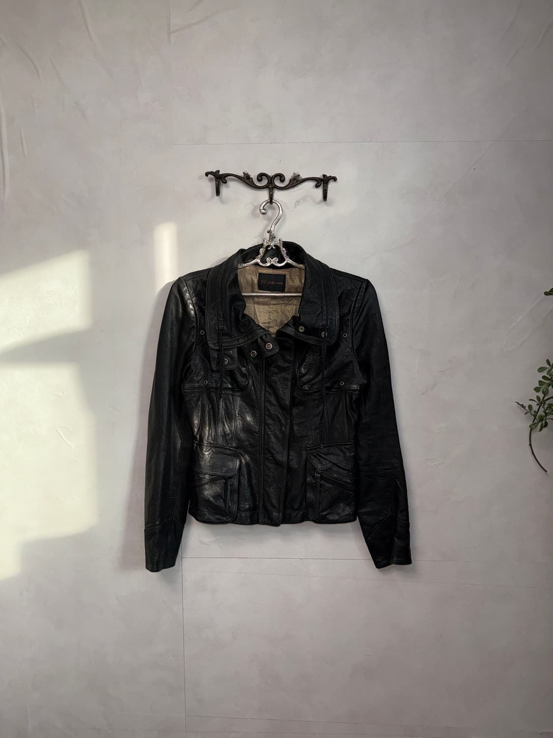 Black lamb skin high neck back buckle jk 상품이미지2