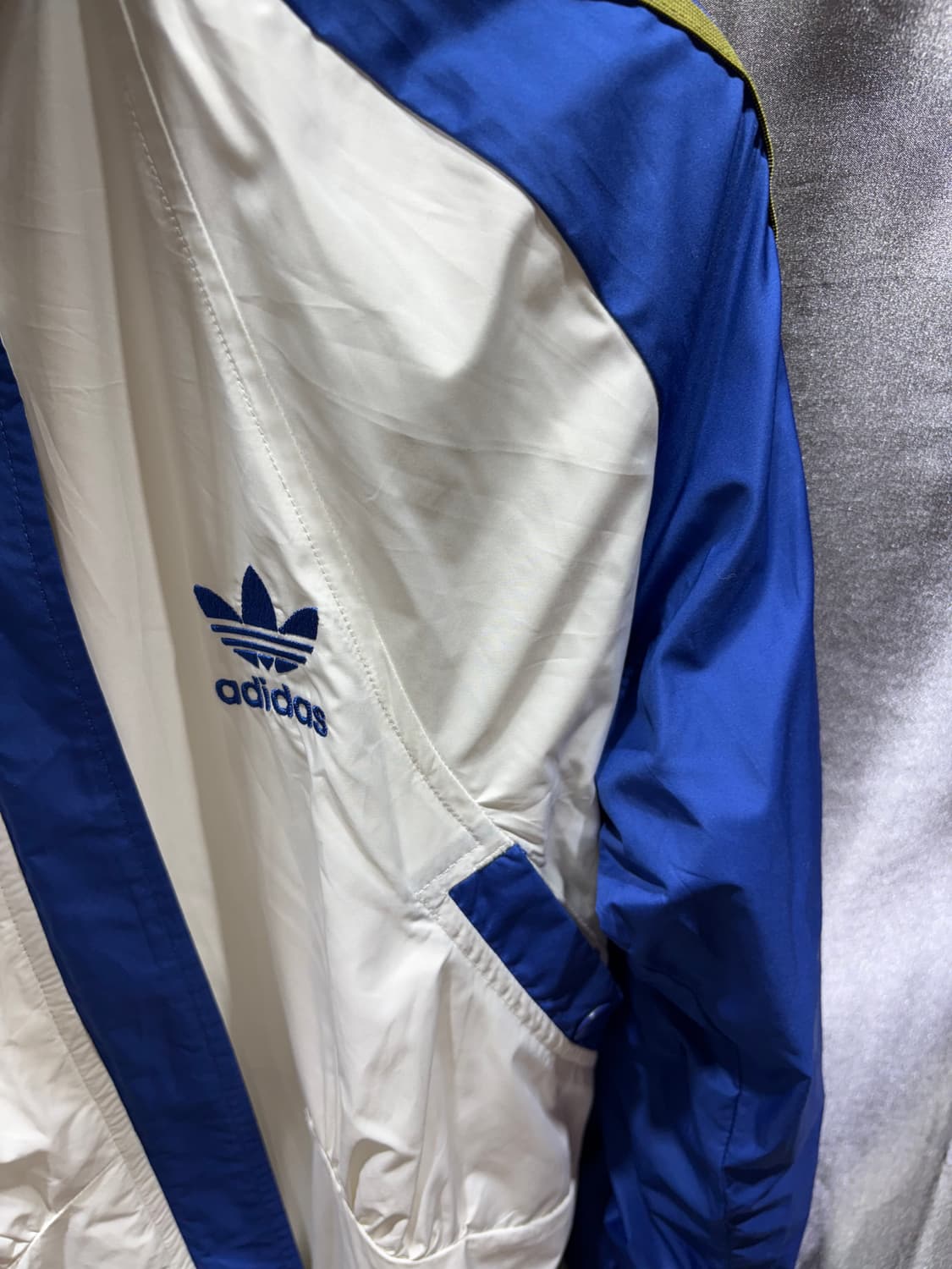 XS 아디다스 파이어버드 블루 배색 화이트 바람막이 상품이미지4