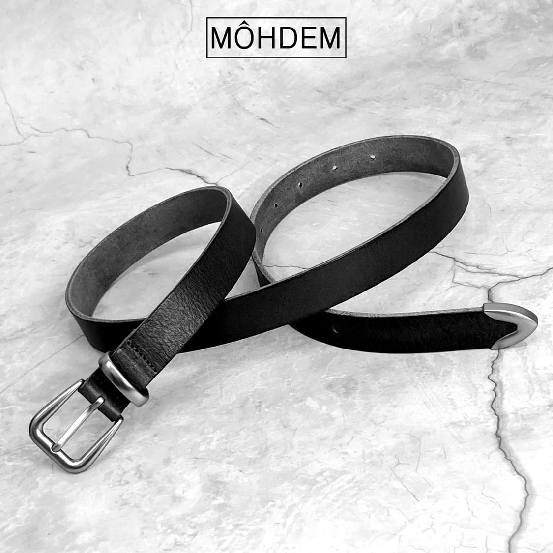 [Unisex] 미니멀 웨스턴 이태리 소가죽 벨트 블랙 상품이미지4