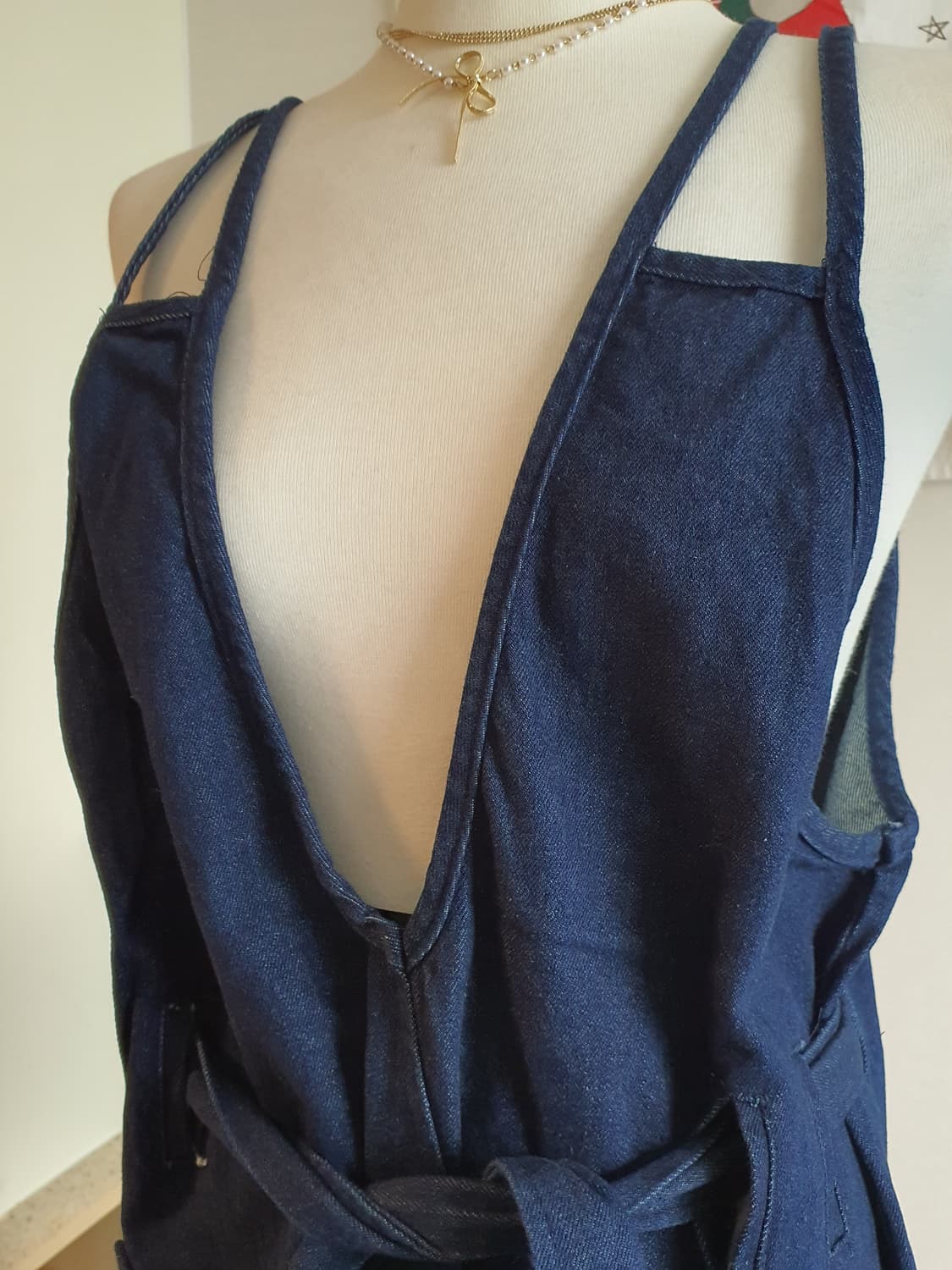 [빈티지] 청 데님 끈 롱 원피스 상품이미지3