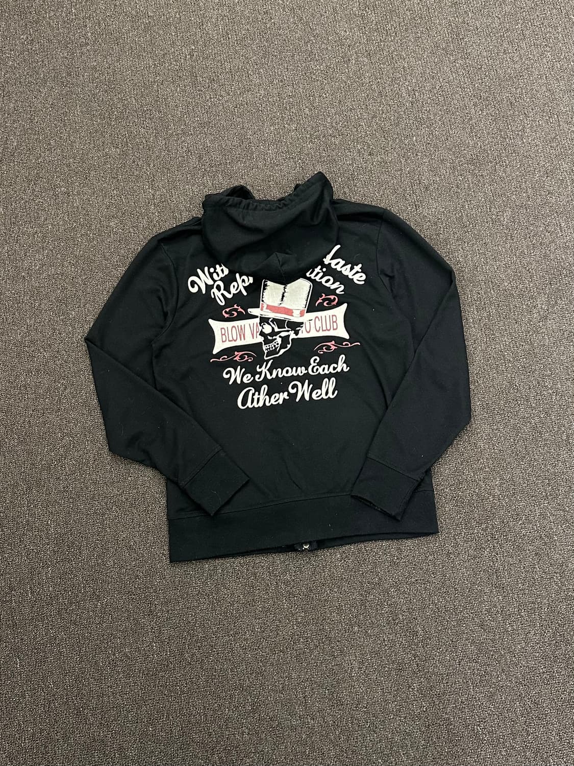 M)Japanese vintage 여성 백프린팅 블랙 후드집업 상품이미지5