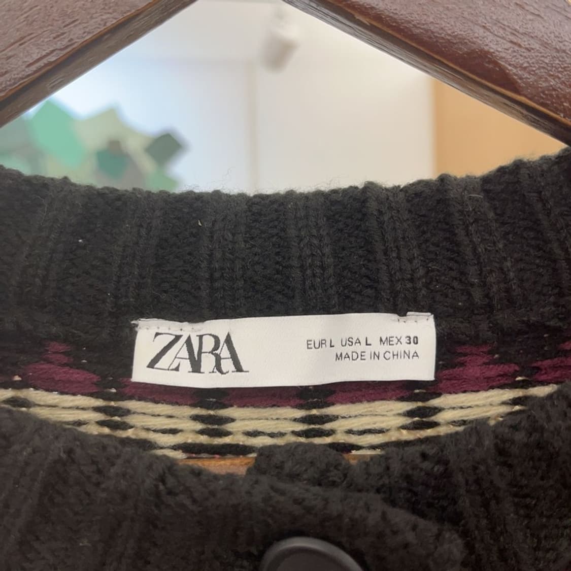 자라 자카드 히피 보헤미안 뜨개패턴 가디건 L C07727 상품이미지5