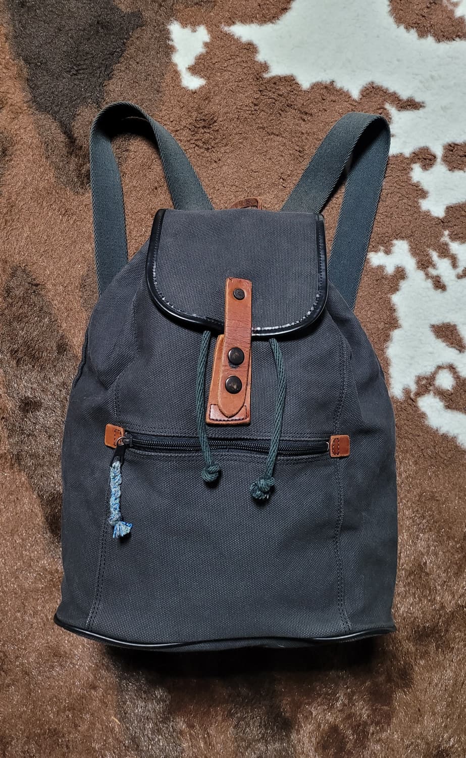 일본 빈티지 가죽 패브릭 백팩 상품이미지1