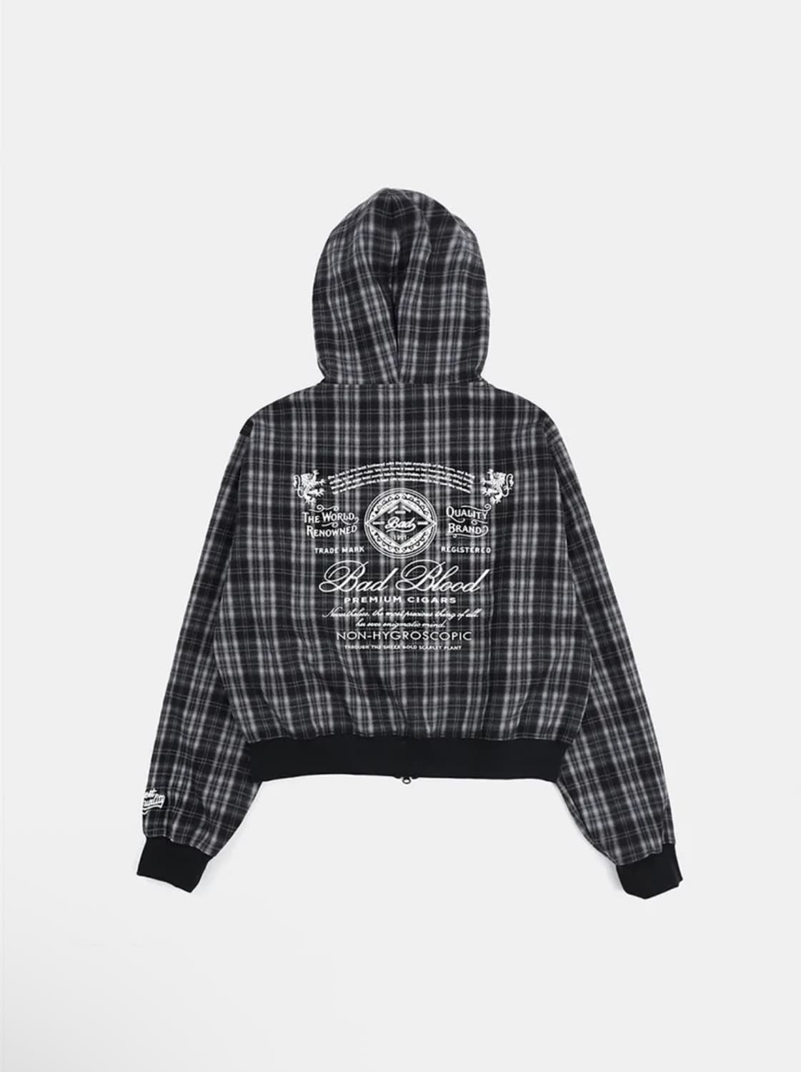 배드블러드 클래식 체크 후드 집업 - 블랙 L 상품이미지3