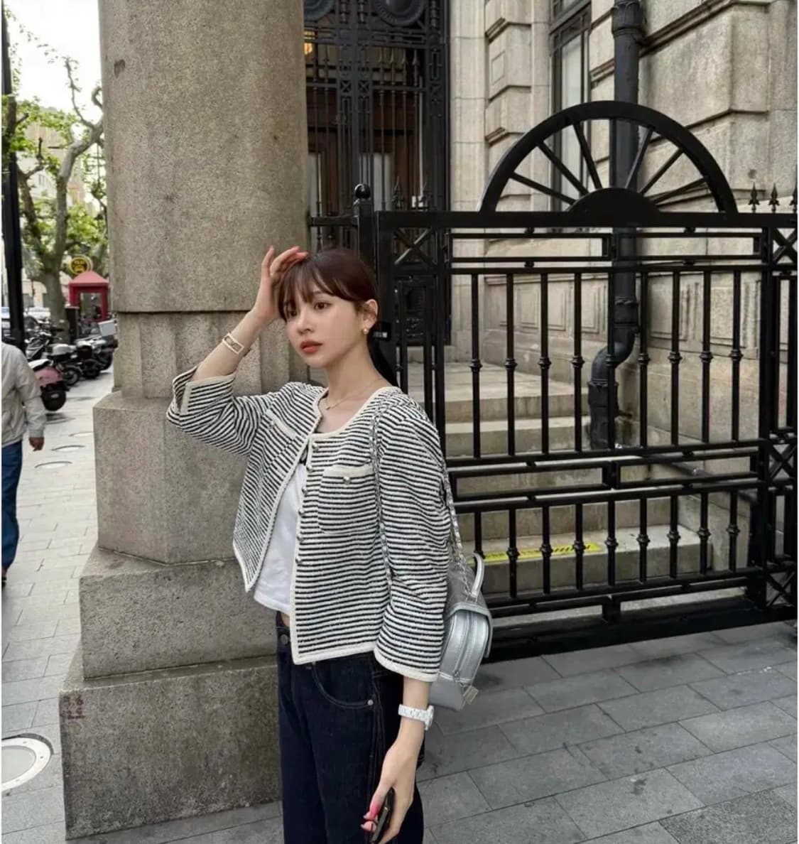 카디널레드 스트라이프 가디건 네이비 S 상품이미지3