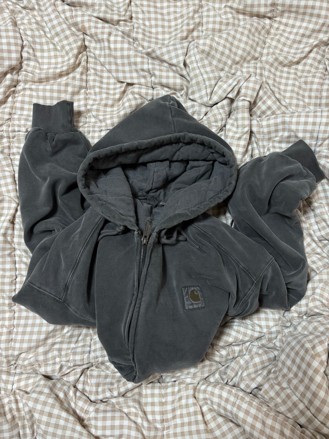 칼하트 WIP 후드집업 비스타 자켓 그래파이트 가먼트 다이드 상품이미지3