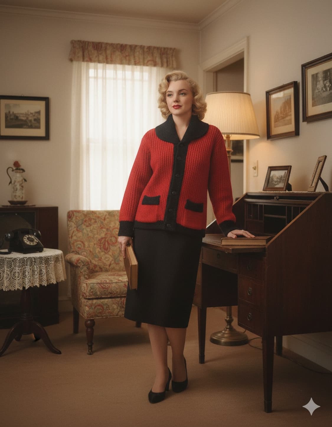 50s Curl-rite 투톤 헤비울 컬링 스웨터 상품이미지6