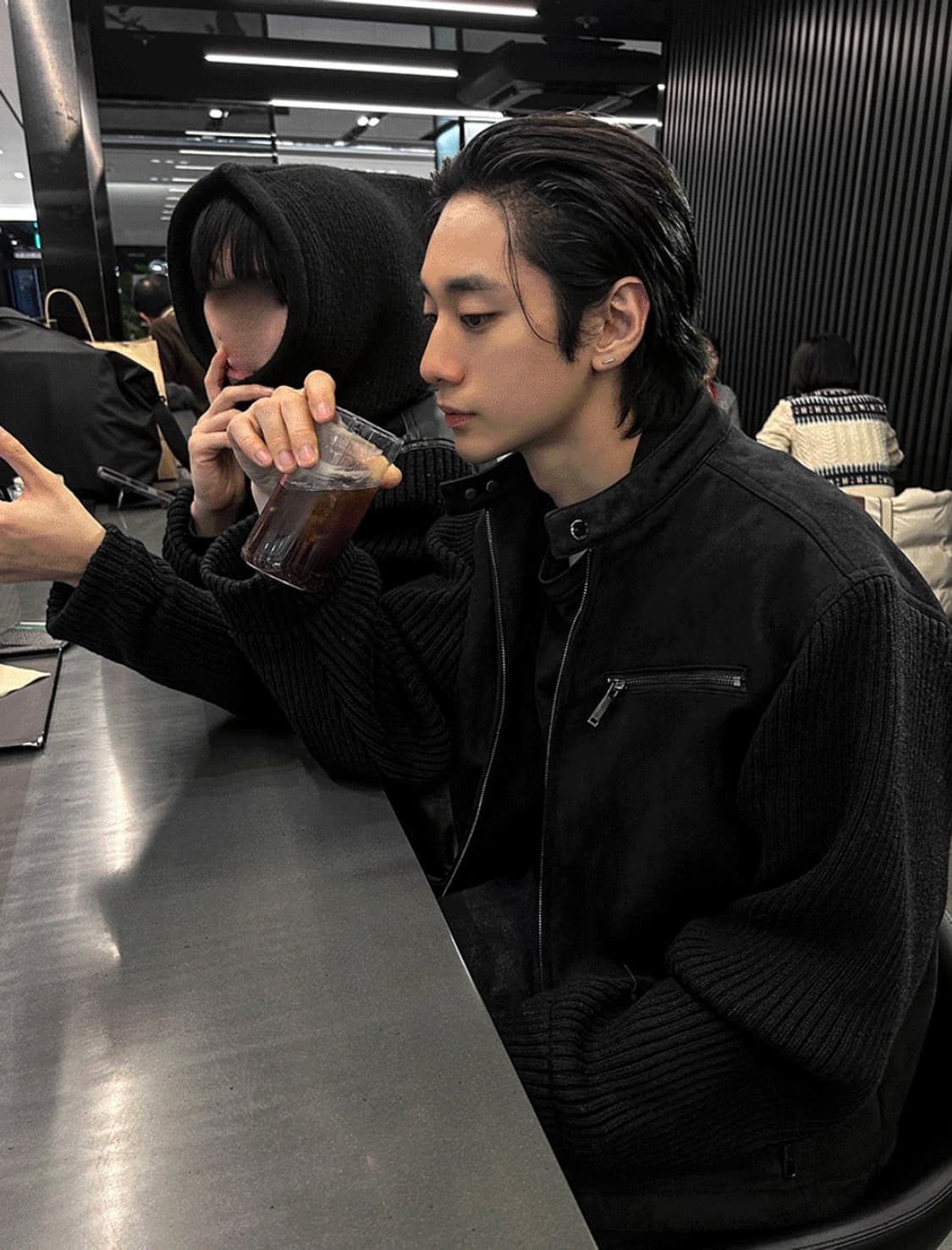 코시하루 스웨이드 딥블랙 니트 가죽 자켓 상품이미지6