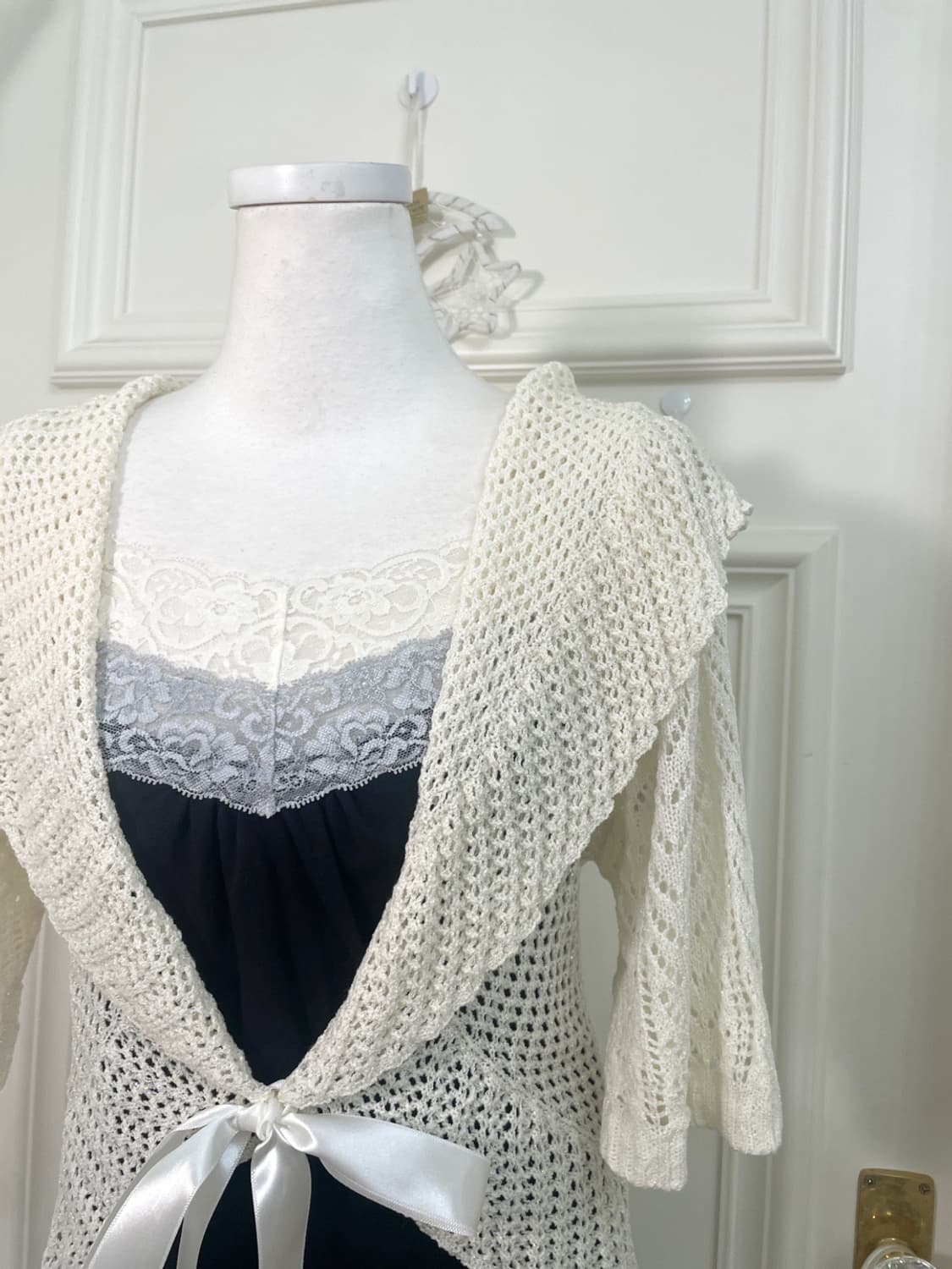 black lace trim shirring cotton sleevele 상품이미지9