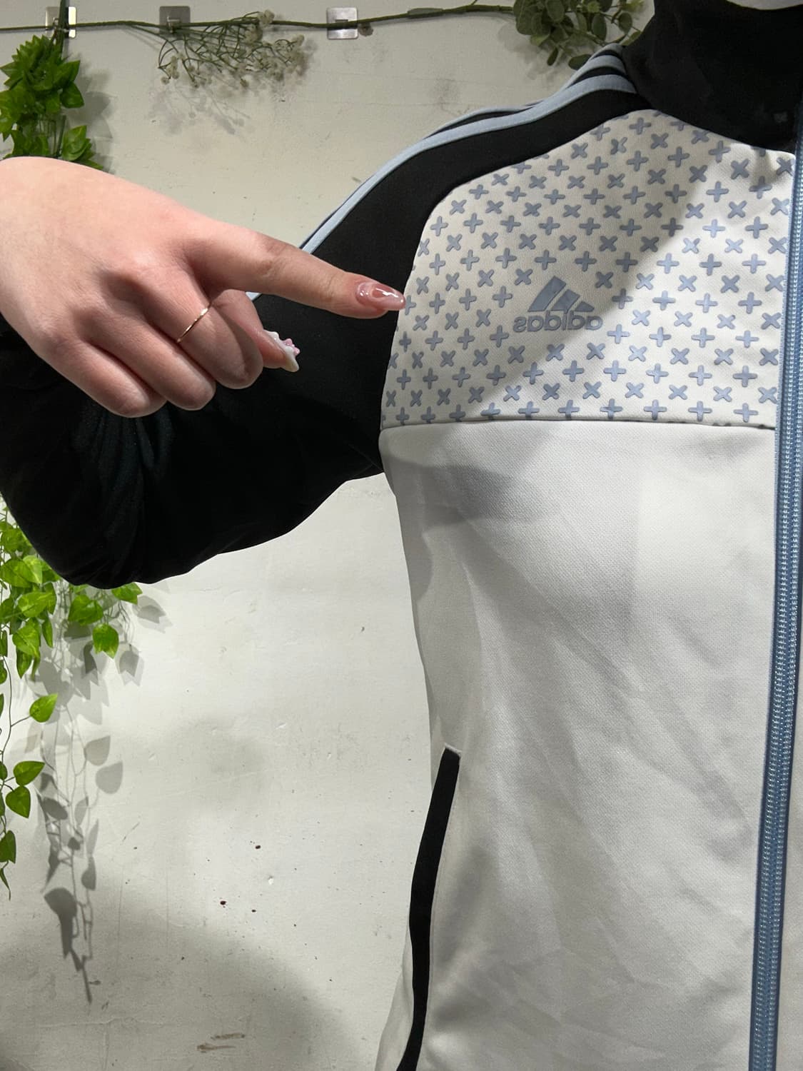 아디다스 화이트 도트 포인트 스카이 블루 삼선 트랙탑 져지 상품이미지4