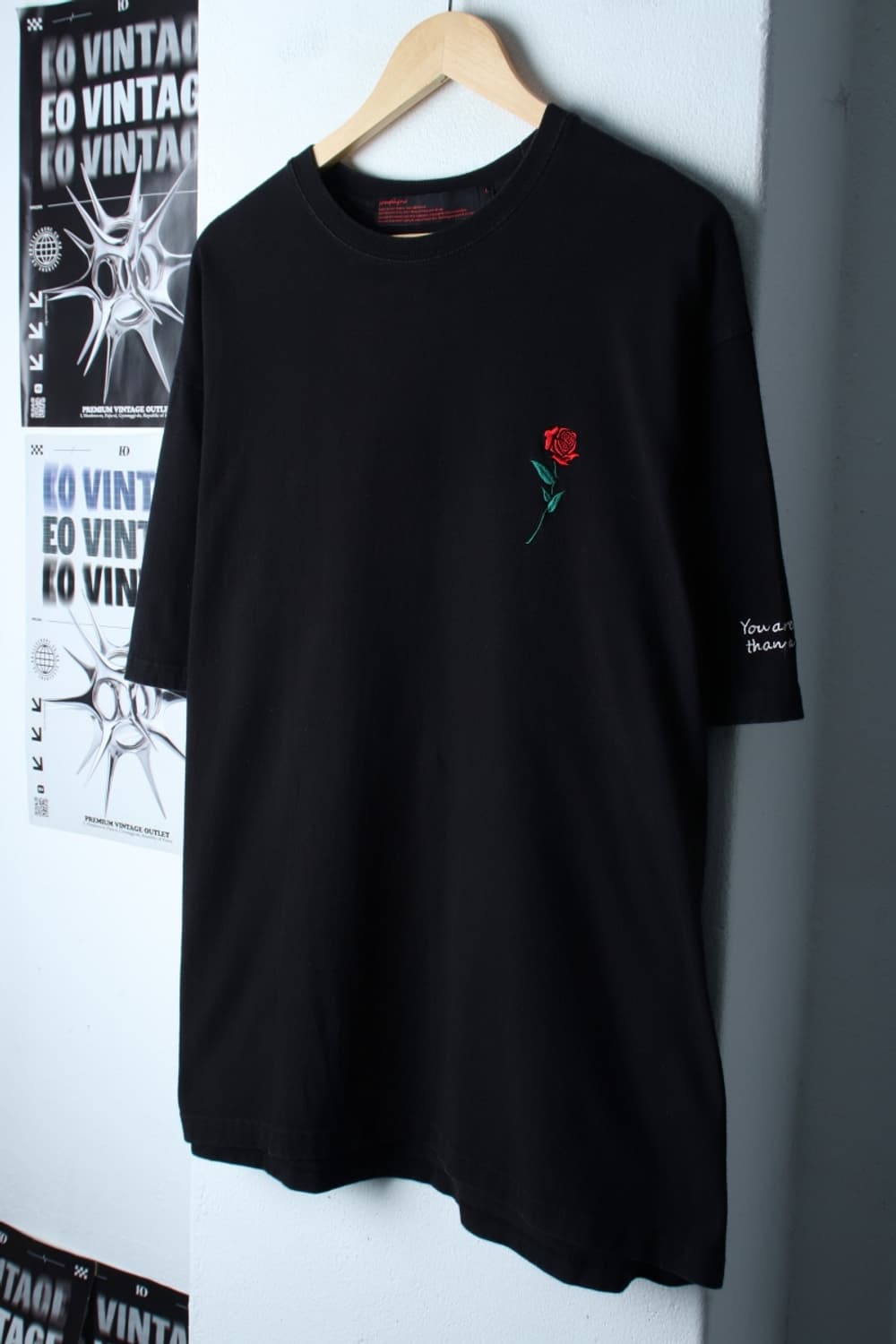 (L-2XL) 꼼파뇨 반팔 티셔츠 빅사이즈 장미자수 올드스쿨-H30702 상품이미지1
