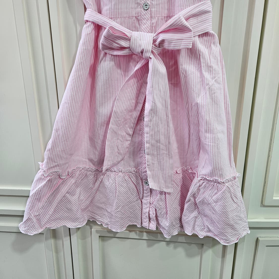 핑크 스트라이프 반팔 셔츠 원피스 상품이미지4