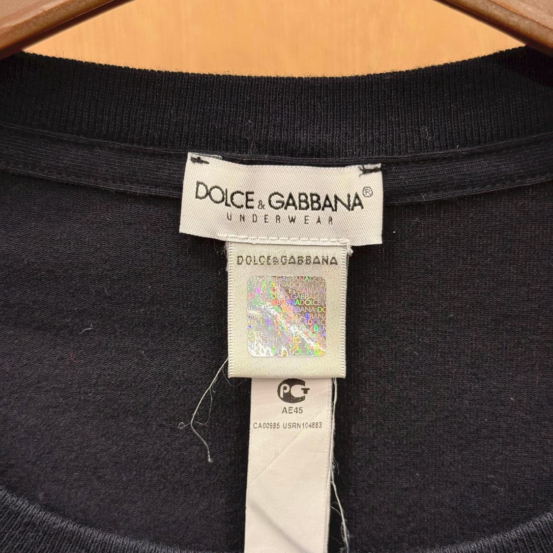 돌체앤가바나 D&G 로고 자수 크루넥 반팔 티셔츠 슬림핏 블랙 상품이미지7