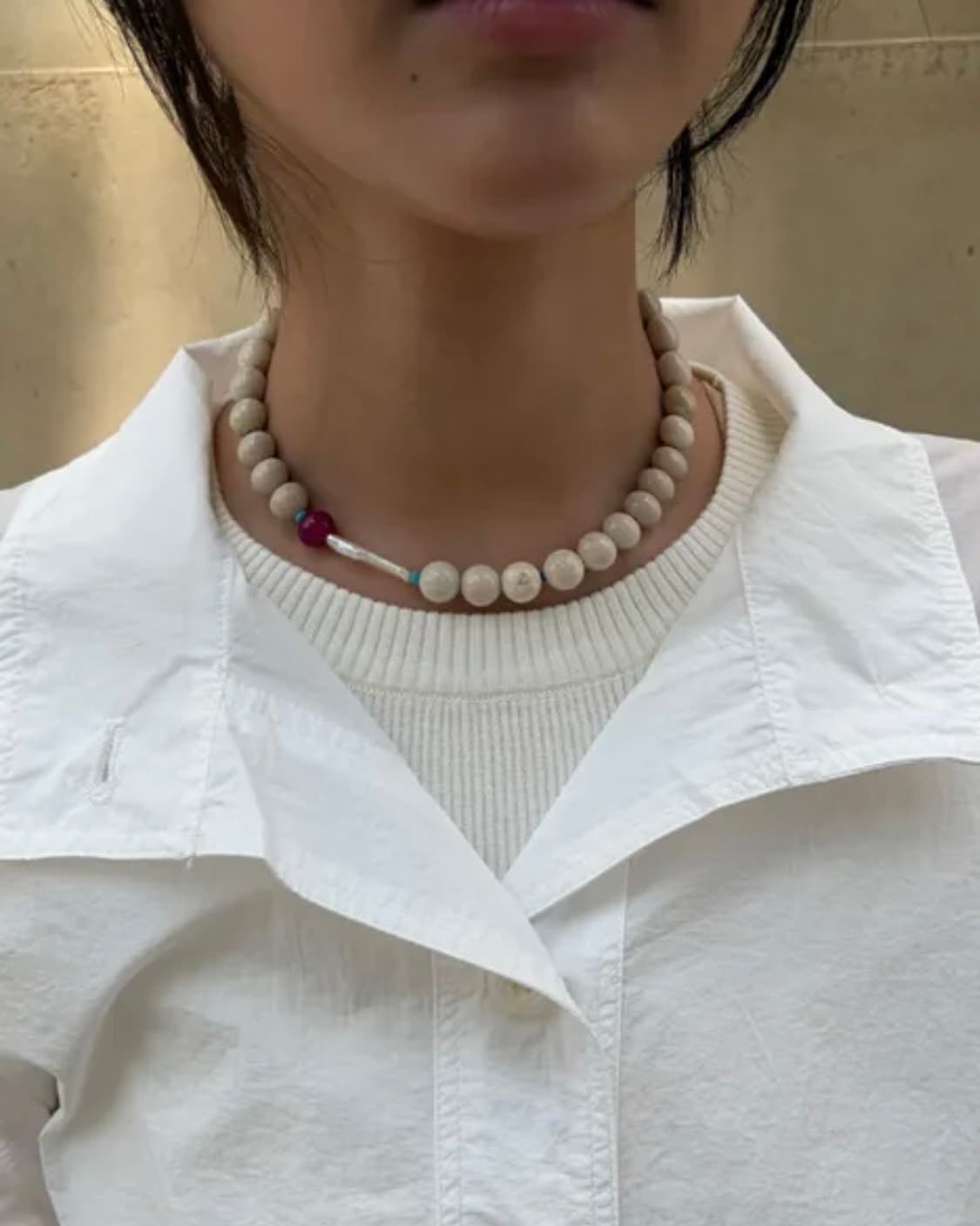 이알알 red pearl necklace 새상품 상품이미지2