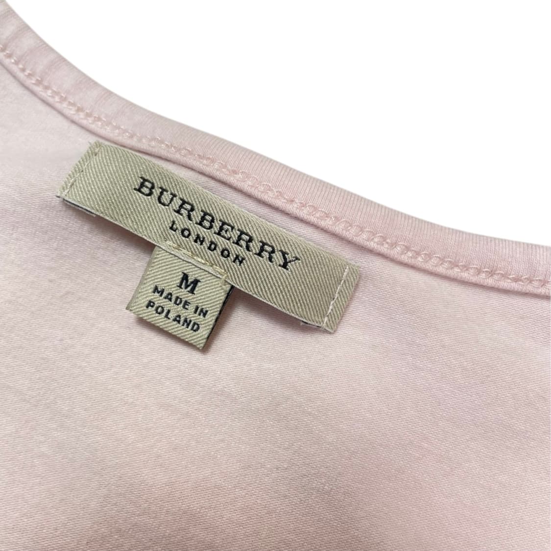 버버리 Burberry 연핑크 노바체크 숄더 브이넥 티셔츠 M 상품이미지2