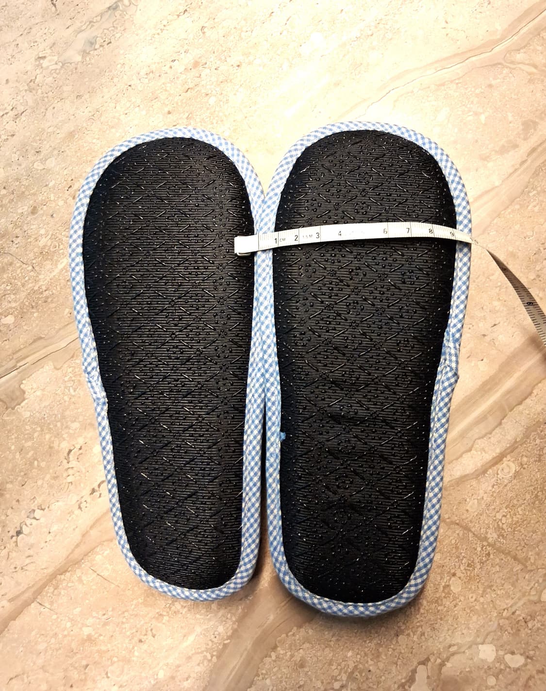 오픈토 미끄럼방지 덧신 실내화 파스텔 블루 체크 (새상품) 상품이미지8