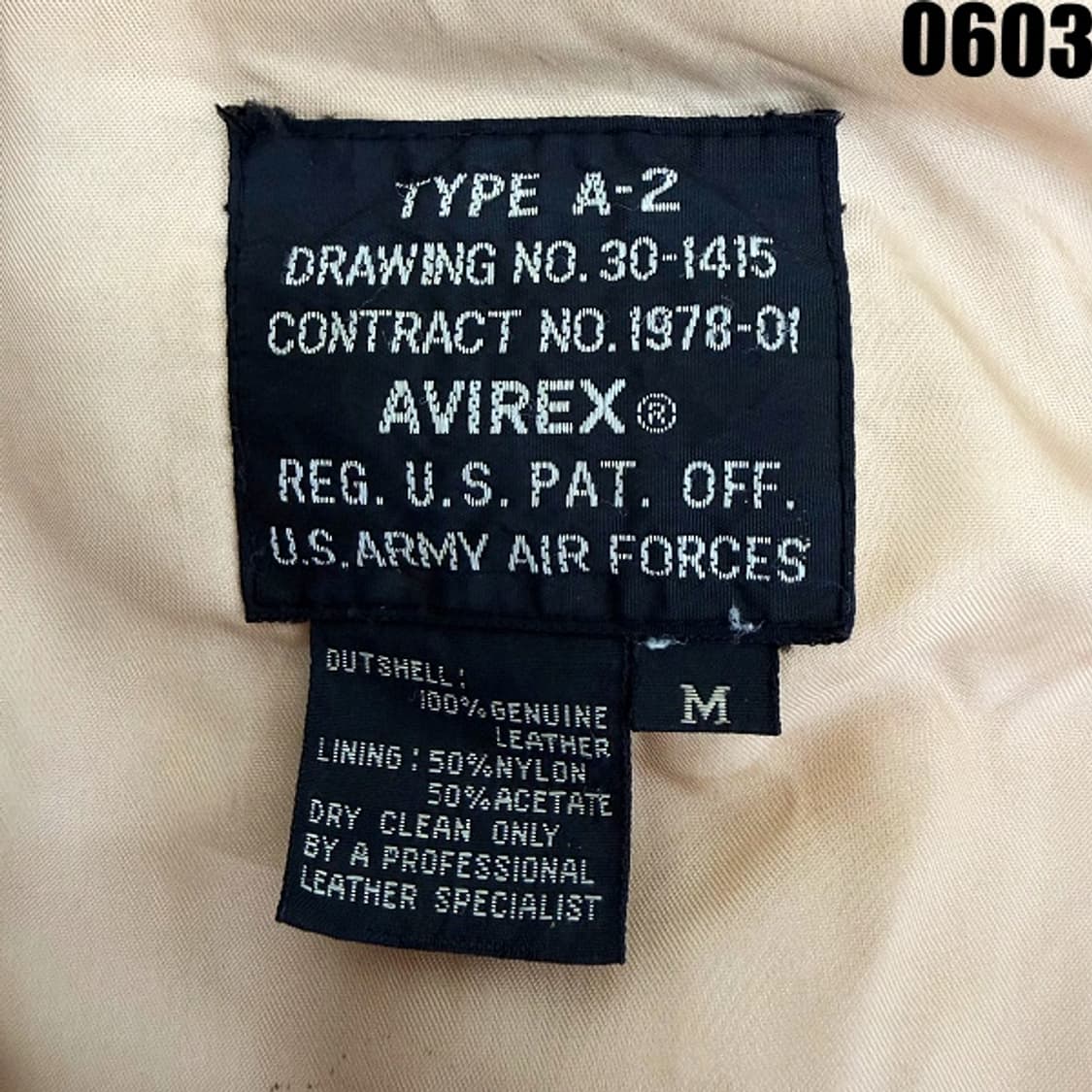 아비렉스 A-2 플라이트 가죽 자켓 M 0603 상품이미지5