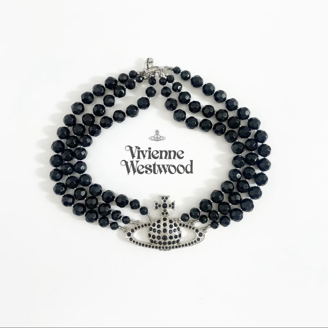 비비안웨스트우드 아카이브 메살린 블랙 크리스탈 orb 트리플 레이어 초커 상품이미지1