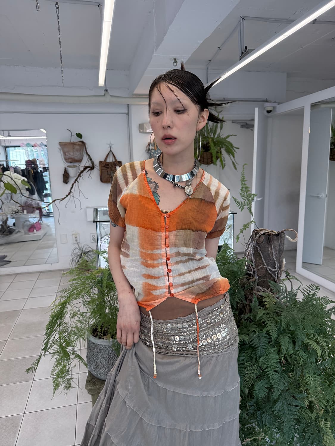 tie dye button top 상품이미지2