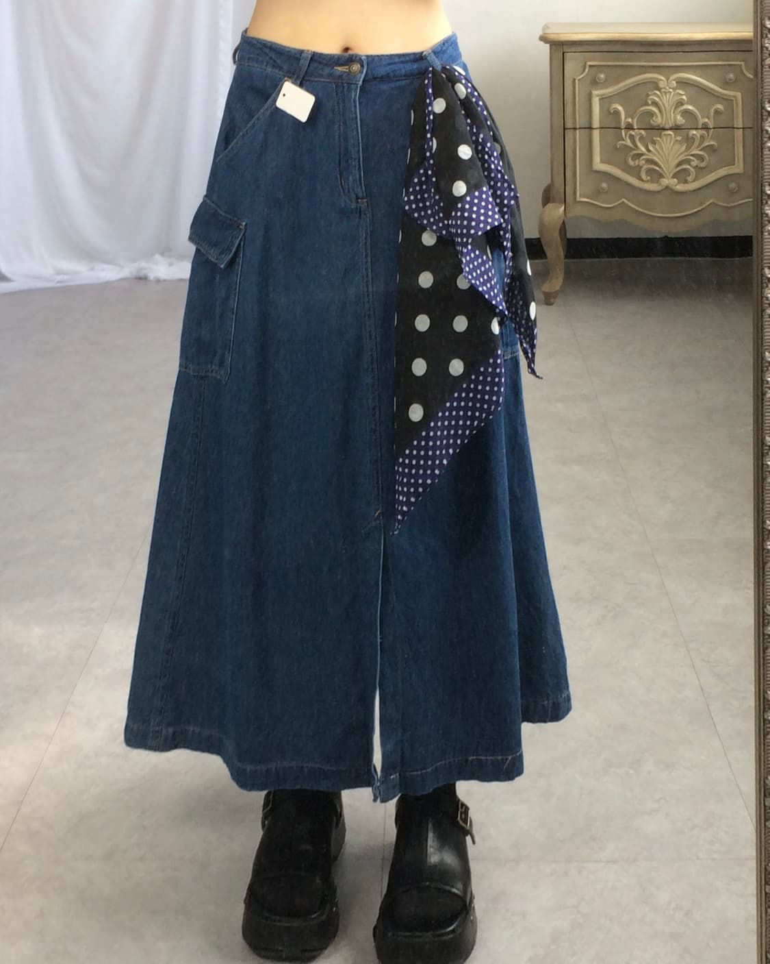 Denim cago long skirt 상품이미지1