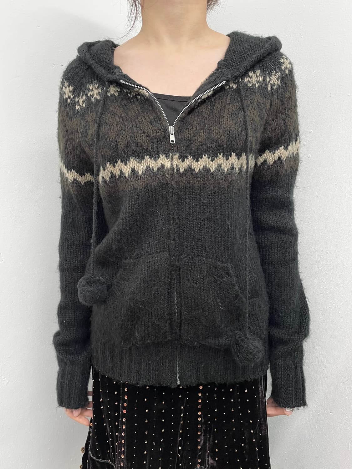 노르딕 폼폼 니트 집업 상품이미지2