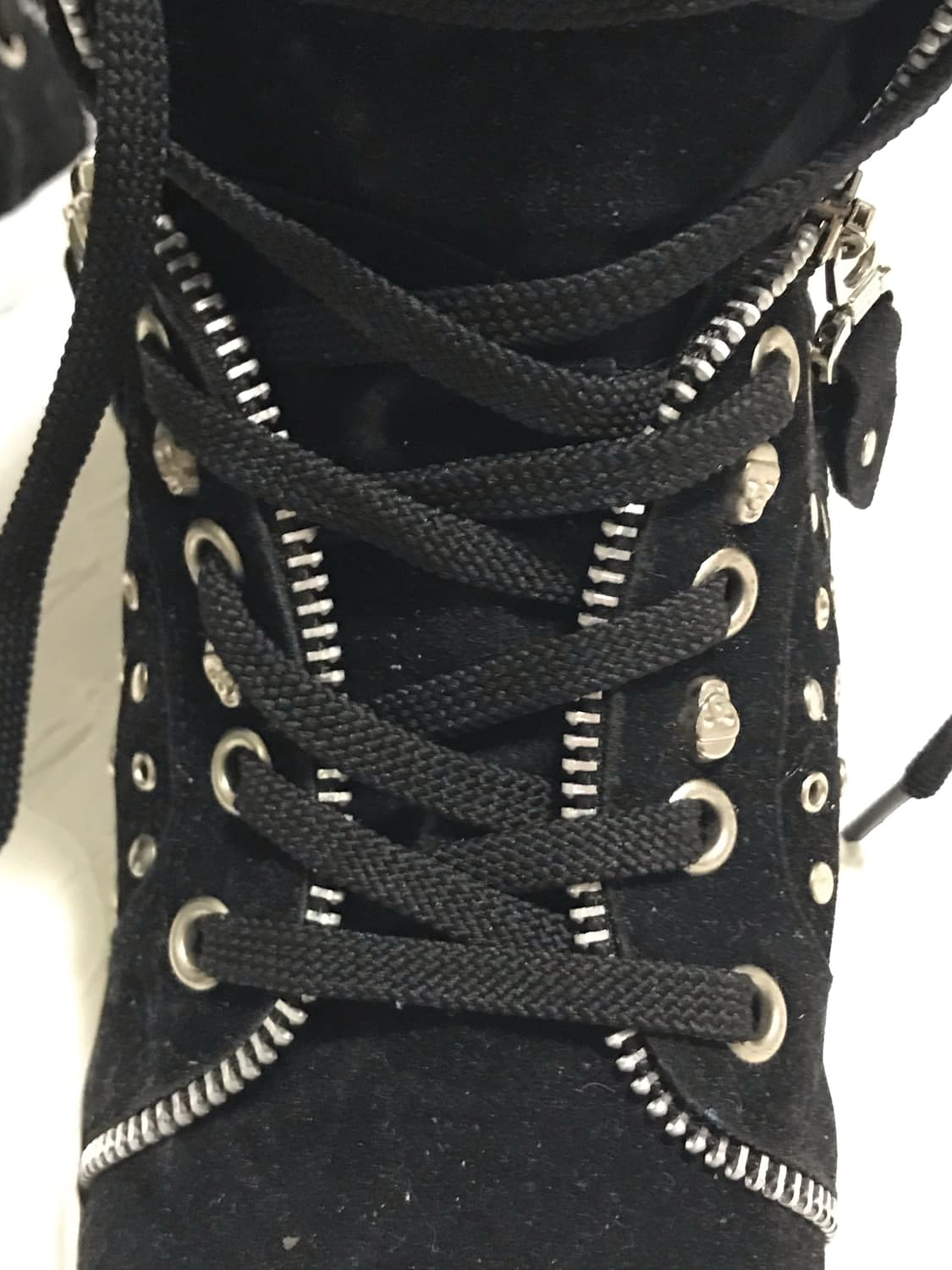 빈티지 00s 펑크 스터드 지퍼 디테일 웨지힐 스니커즈 240 상품이미지6