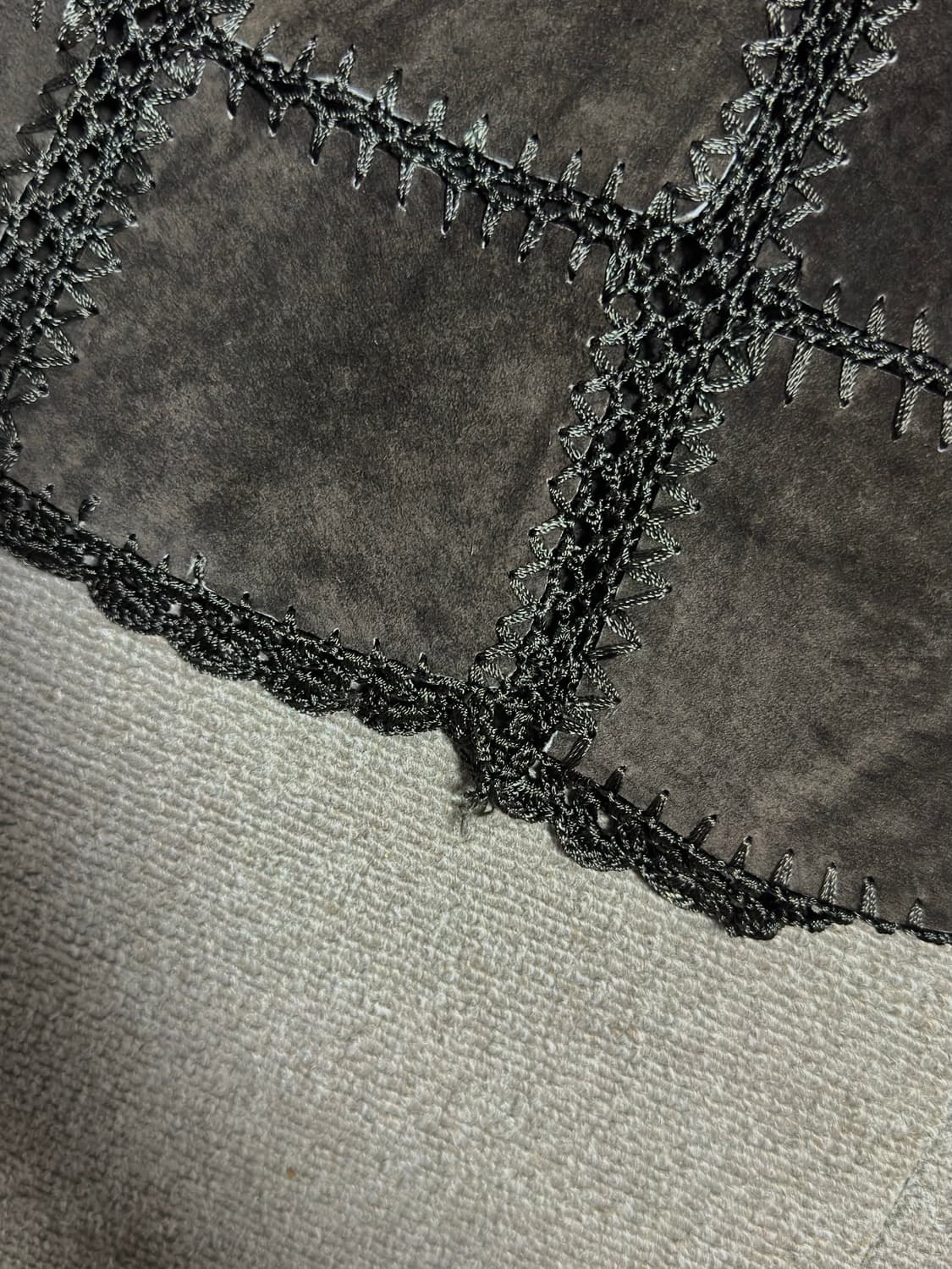 리얼 스웨이드 패치워크 레이스업 스커트 상품이미지3