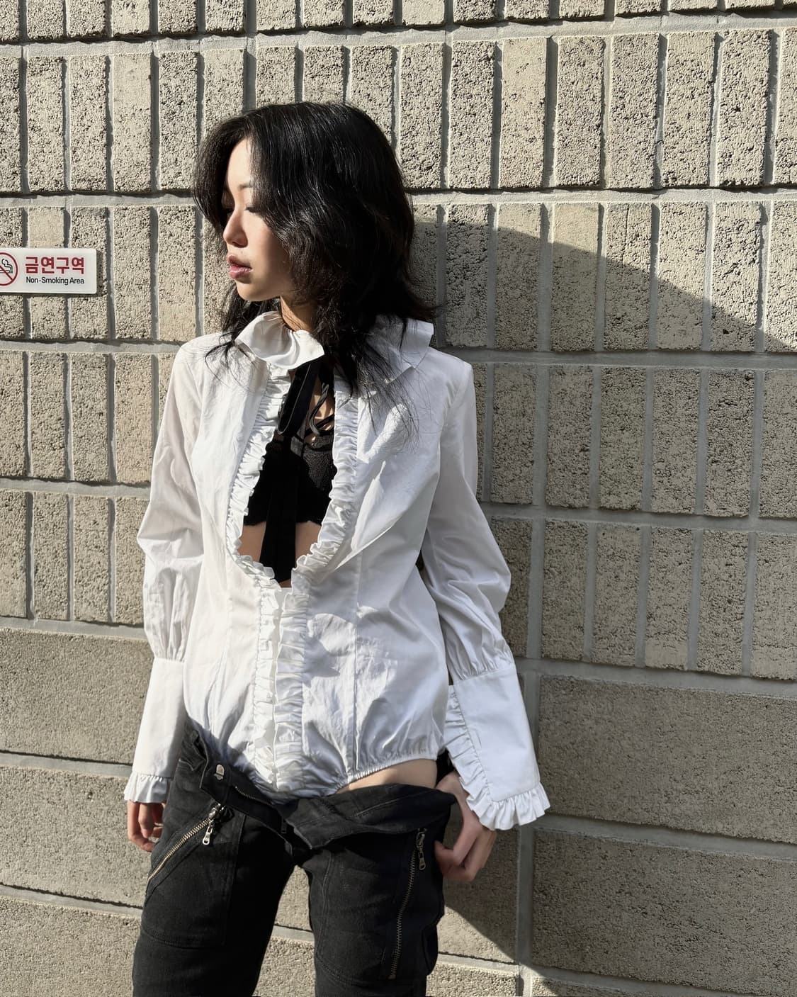 디스퀘어드 프릴 셔츠 오픈 바디수트 상품이미지3