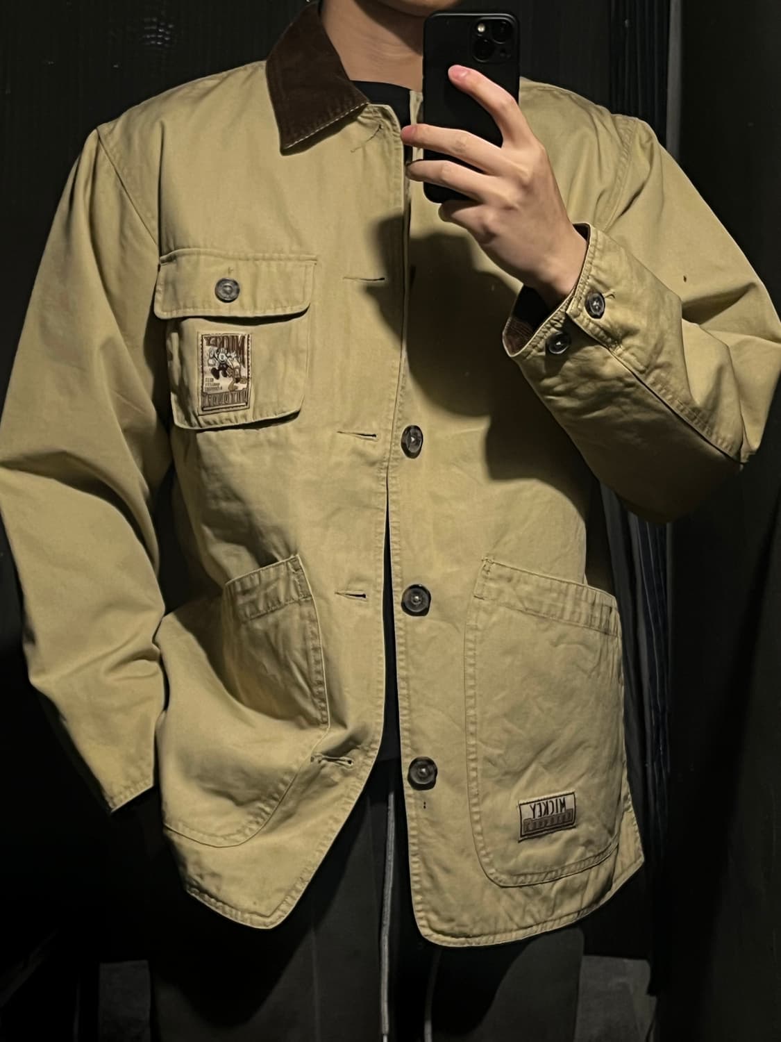 디즈니 00s 베이지 브라운 배색 코듀로이 미키마우스 패디드 캐주얼자켓 상품이미지9