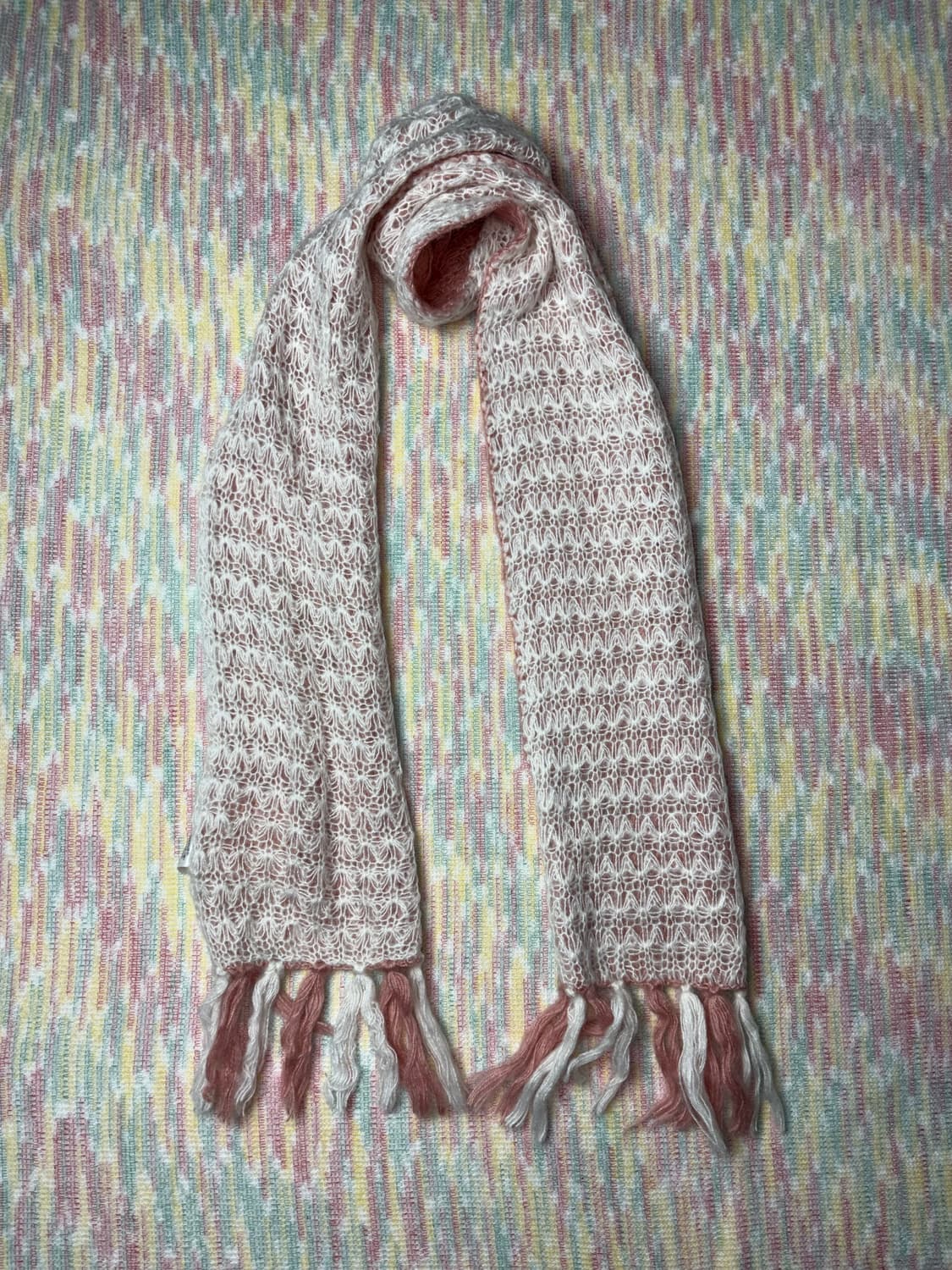 코랄 핑크 플라워 뜨개 머플러 상품이미지5