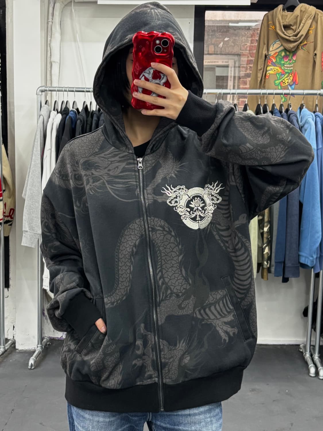 카라쿠리 타마시 오리엔탈 드래곤 후드집업 상품이미지3