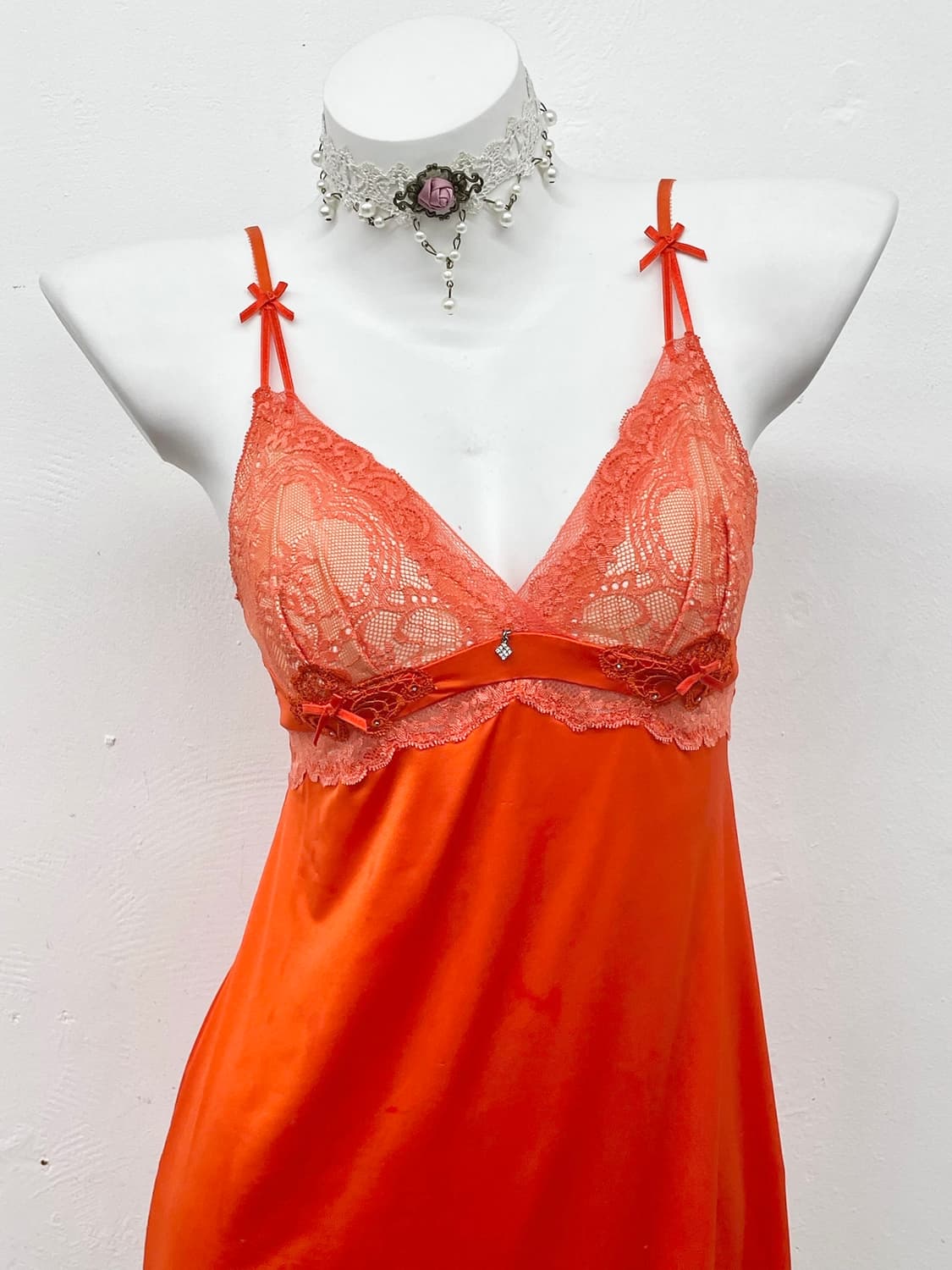 오렌지 리본 레이스 슬립 상품이미지2