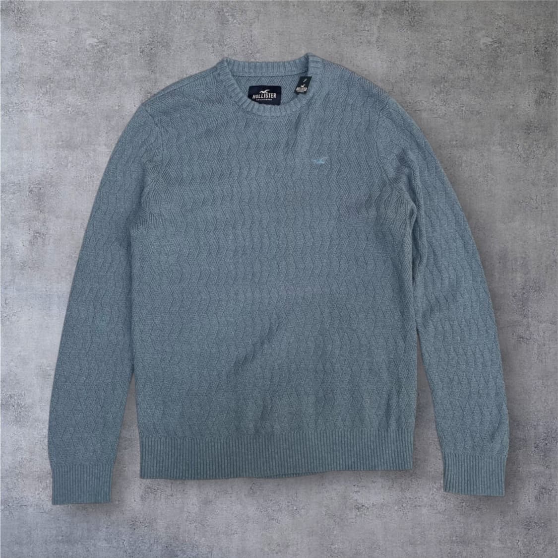 홀리스터 Hollister 스카이블루 헤링본 패턴 라운드넥 니트 XL 상품이미지1
