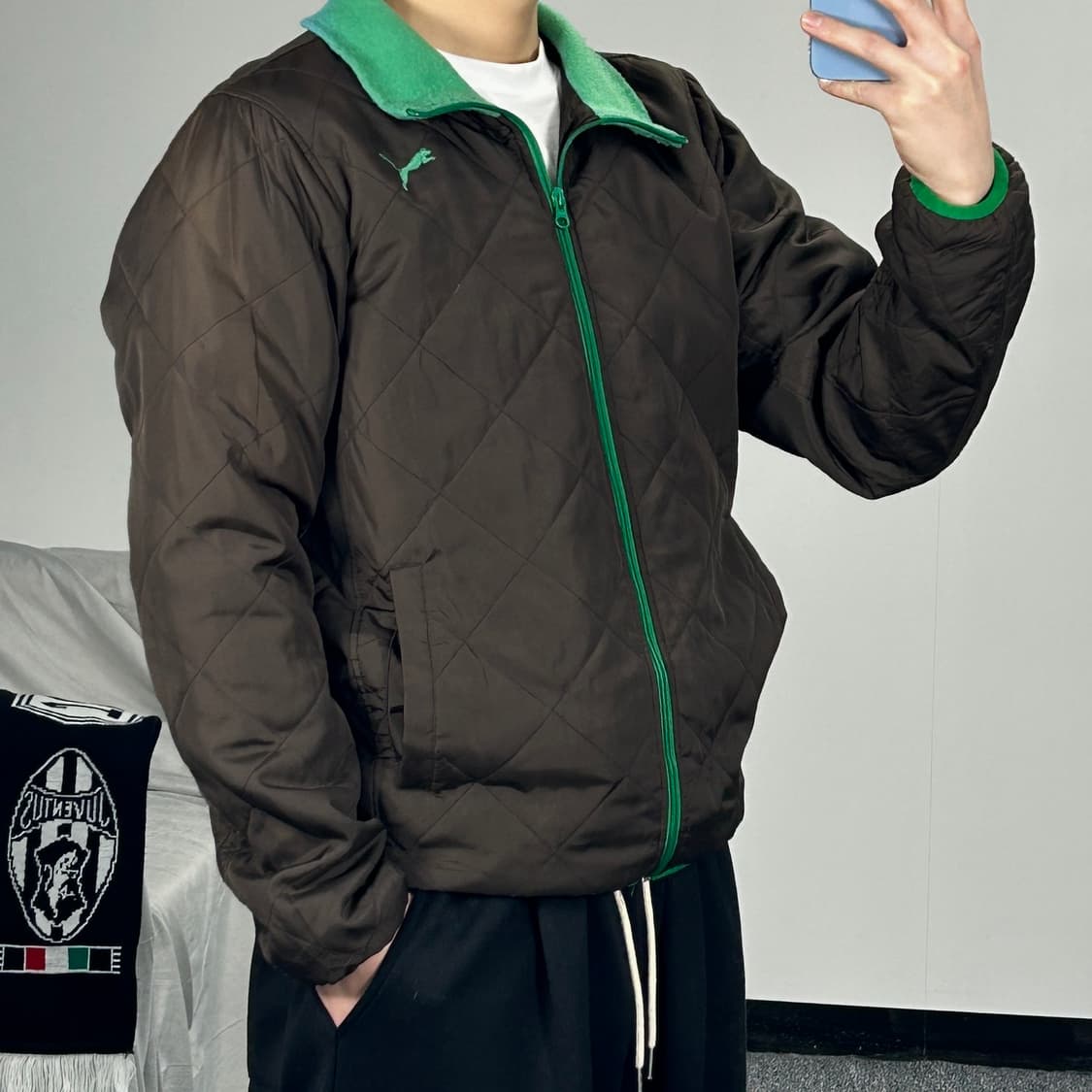 퓨마 퀄팅 브라운 푸퍼 자켓 L  상품이미지1