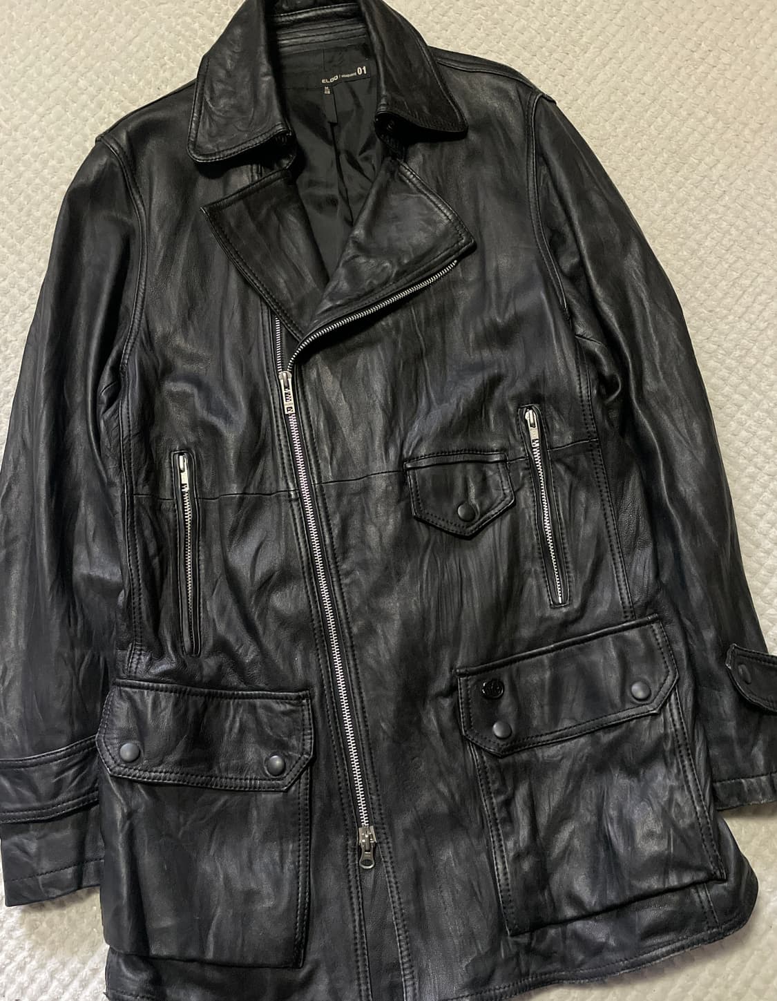 [48] ELOQ 웨스턴 무드 2WAY 램스킨 양가죽 바이커 레더 카코트 상품이미지7